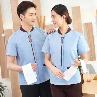 廠家直銷現貨供應保潔服短袖夏裝賓館客房服務員工作服物業家政服